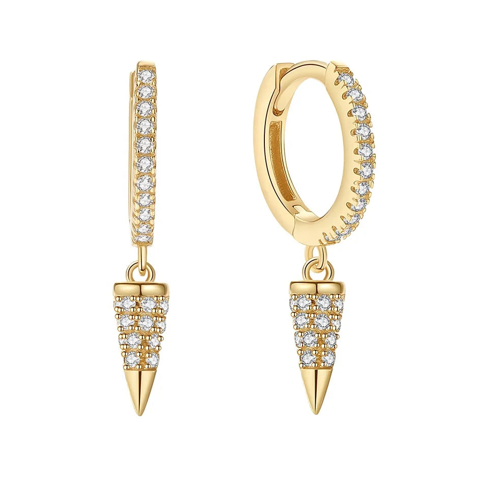 Nagosa Minimalist 925 Sterling Silver Jewelry 18kt 14kt Gold Vermeil Rivet Zirconia Hoop Earrings