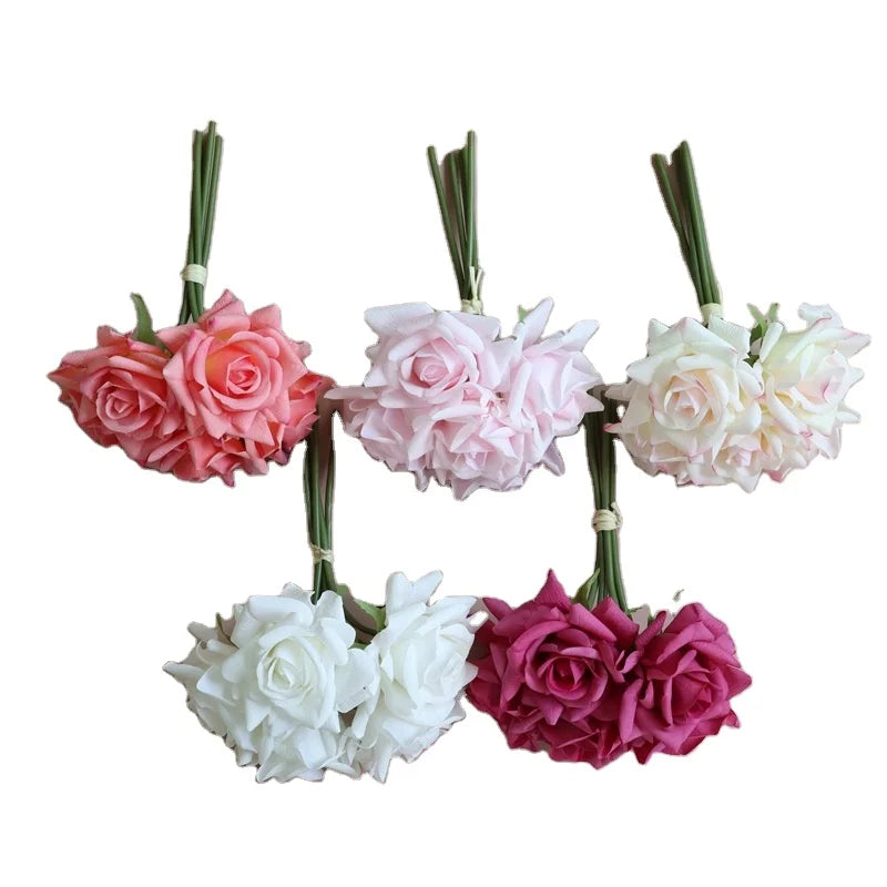 High Grade Wedding Flowers 5 Heads Artificial Rose Real Touch Rose Flowers Bouquet