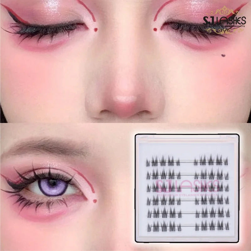 Pre-Mapped Manga Cluster Anime Lashes Extensions Custom Package Design DIY Eyelash Extensions Fluffy Lashes Wholesale Pixie
