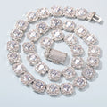 2021 New Design Big Zircon Stone Lab Diamond Rhodium Plating Silver Gold square Shape Unisex Iced Out Cuban Necklace Jewelry
