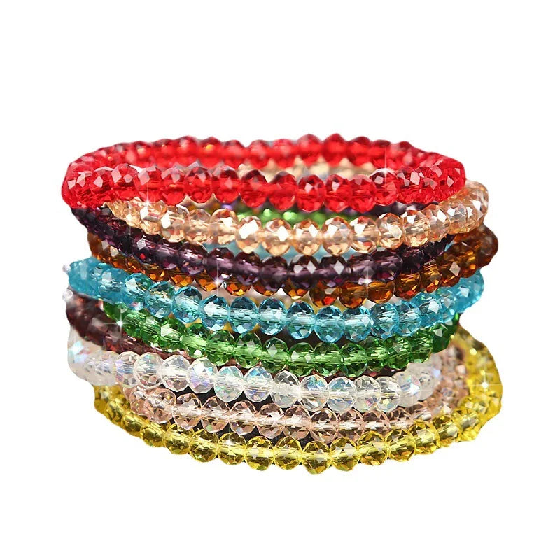 New Artificial Austria Crystal Bracelet Fashion Shiny Stone Beads Elasticity Rope Strand Bracelets for Women Jewelry