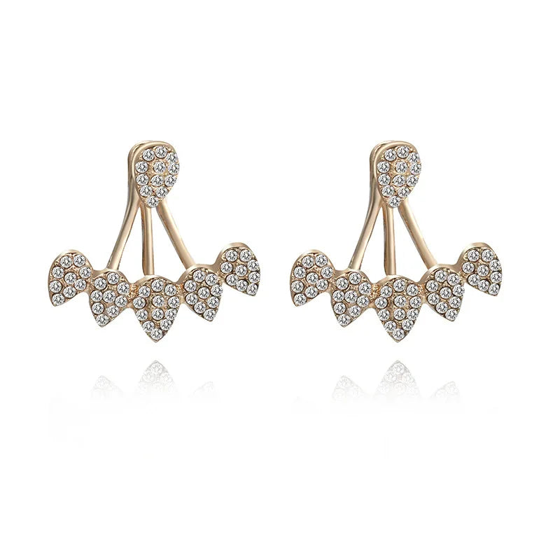 AA01013 Trendy Rhinestone Crystal Spike Minimalist Ear Jackets Geometric Earrings