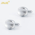 2024 Simple Fashion Sliver Rectangular Round Stripe Smooth Copper Mens Cufflinks for Shirt Wholesale
