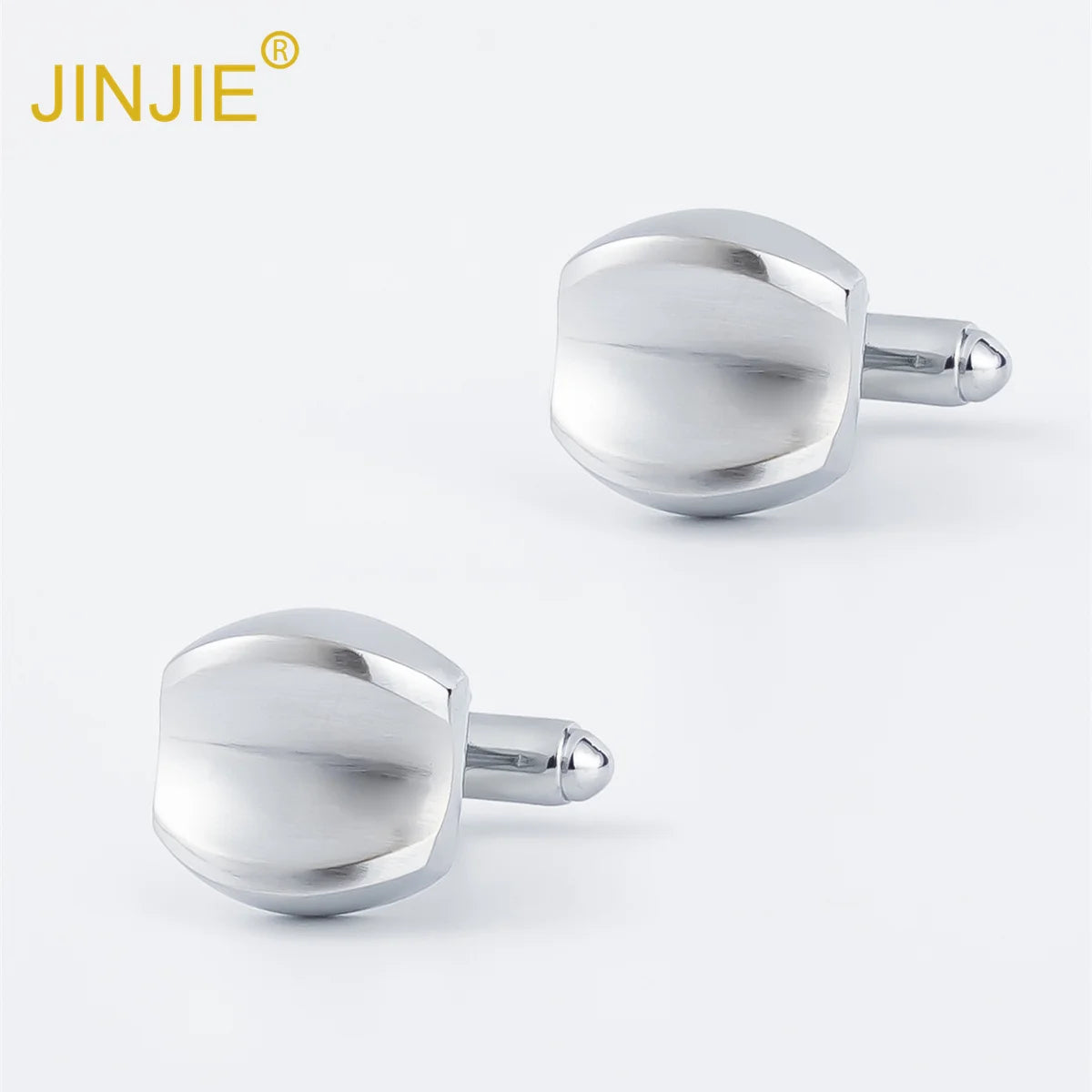 2024 Simple Fashion Sliver Rectangular Round Stripe Smooth Copper Mens Cufflinks for Shirt Wholesale