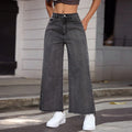 Women's Casual High Waist Wide Leg Baggy Pants Denim Gray Straight Fit Jeans Washable Loose Fit
