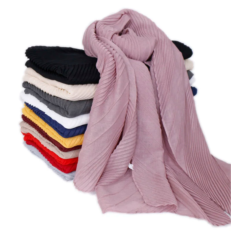 Fold Scarf High Quality Hijab Head Scarf Women's Arabic Hijab Explosion Models Cotton and Linen Hijabs Hot Sale Monochrome 20pcs
