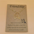 2Pcs/Set Fashion Best Friend Butterfly Necklace for Women Friendship Necklace Card Clavicle Chain Pendant Valentine Day Gift