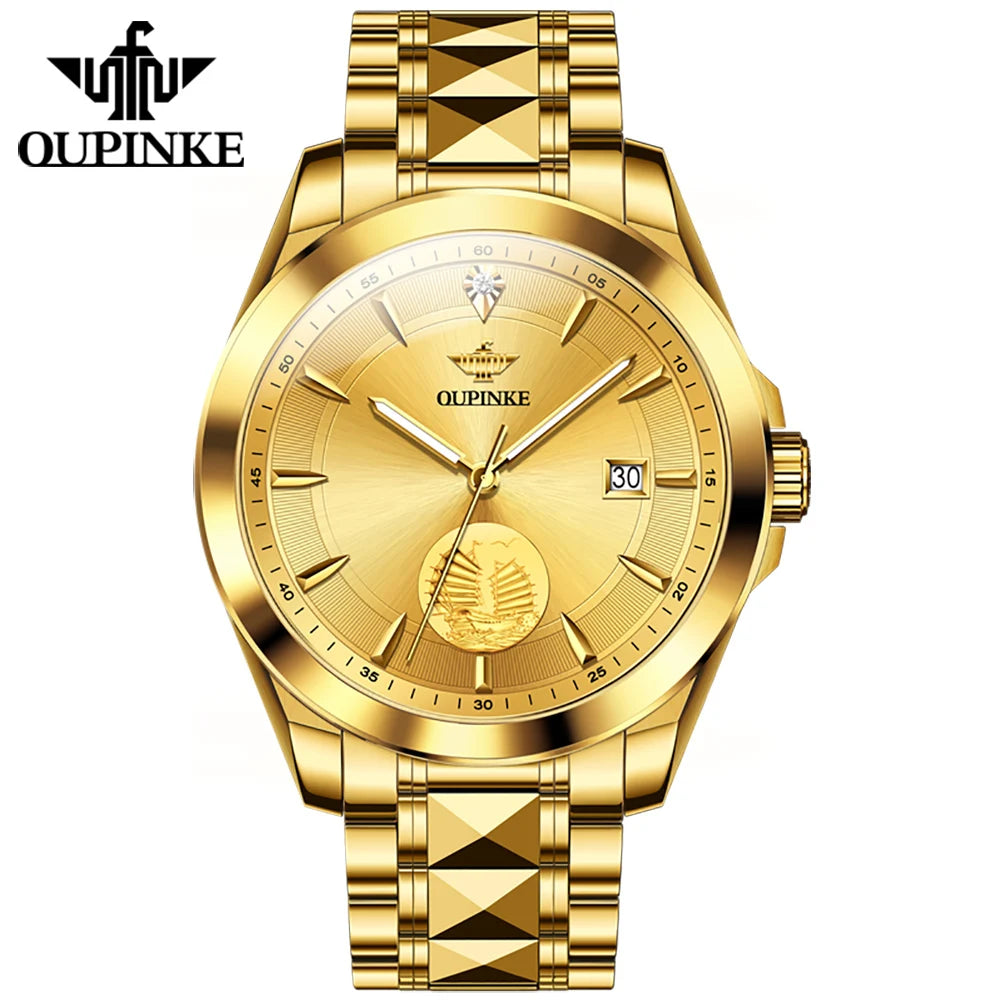 OUPINKE 3226 Oem Watch Custom logo  Luxury Waterproofed Watch Gold  Mens  Automatic Mechanical Watches