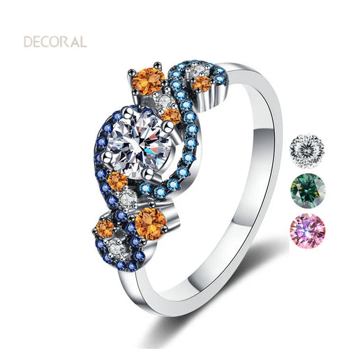 0.5 Carat White and Colorful Wedding Jewelry 925 Sterling Silver Trendy Moissanite Engagement Ring for Women