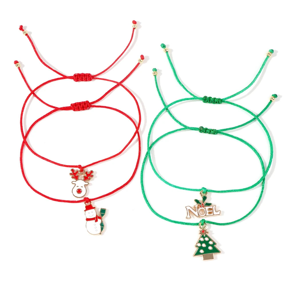 Go2boho Minimalist Women's Fashion Beaded Bracelets Lucky Christmas Design Alloy Pendant Handmade Adjustable Charms Trendy