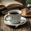 Solhui Handmade Vintage Japanese Pottery Coffee Mug Saucer Set Ceramic Hand-made Coffee Cups