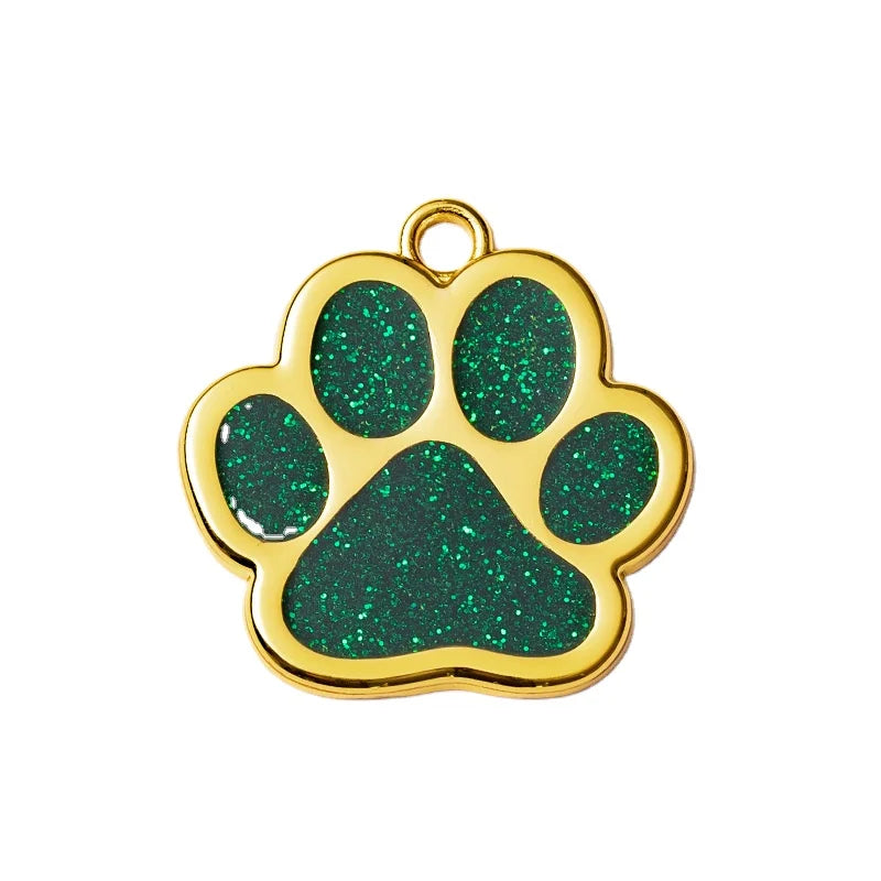 Stainless Steel Colorful Shiny Paw Dog Tags Pendant with Gold Plated for Custom Pet Accessories