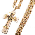 European Titanium Steel Stainless Steel Gold Cross Pendant Chain Necklace Hip Hop Style