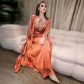 Jancember LSZ301 Glossy Satin Halter Sequins Mermaid Evening Prom Dresses