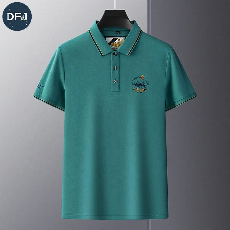 2025 Custom for  Shirts for Men Short Sleeve Golf Tshirt with Embroidered Logo New Product Design Polyester Knitted Fabric