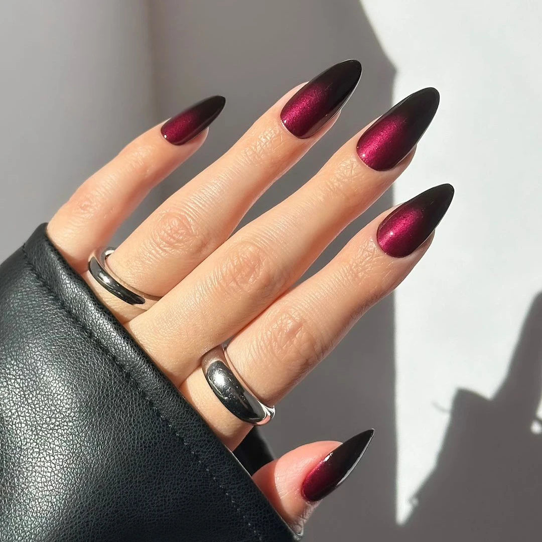 Private Label Customized Fall Winter Hand Made Acrylic Press on Nails Wholesale Almond Ombre Gradient Soft Gel Nails Press on