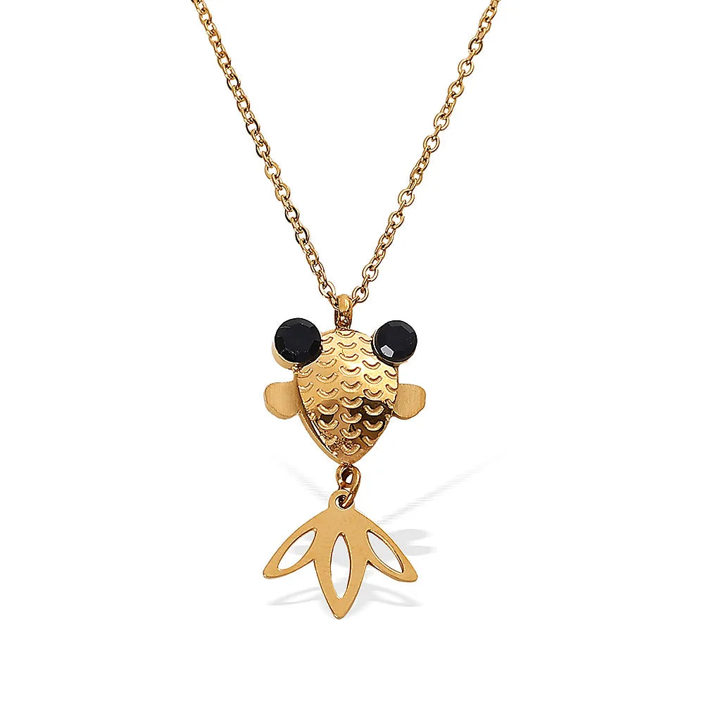 MICCI Acier Inoxydable Bijoux Stainless Steel Tarnish Free Jewelry Carp Pendant Gold Plated Necklace