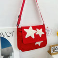 Fashion Large Capacity Women's Messenger Bags Simple Commute Female Canvas Star Shoulder Bag College Girls Book Tote Handbags