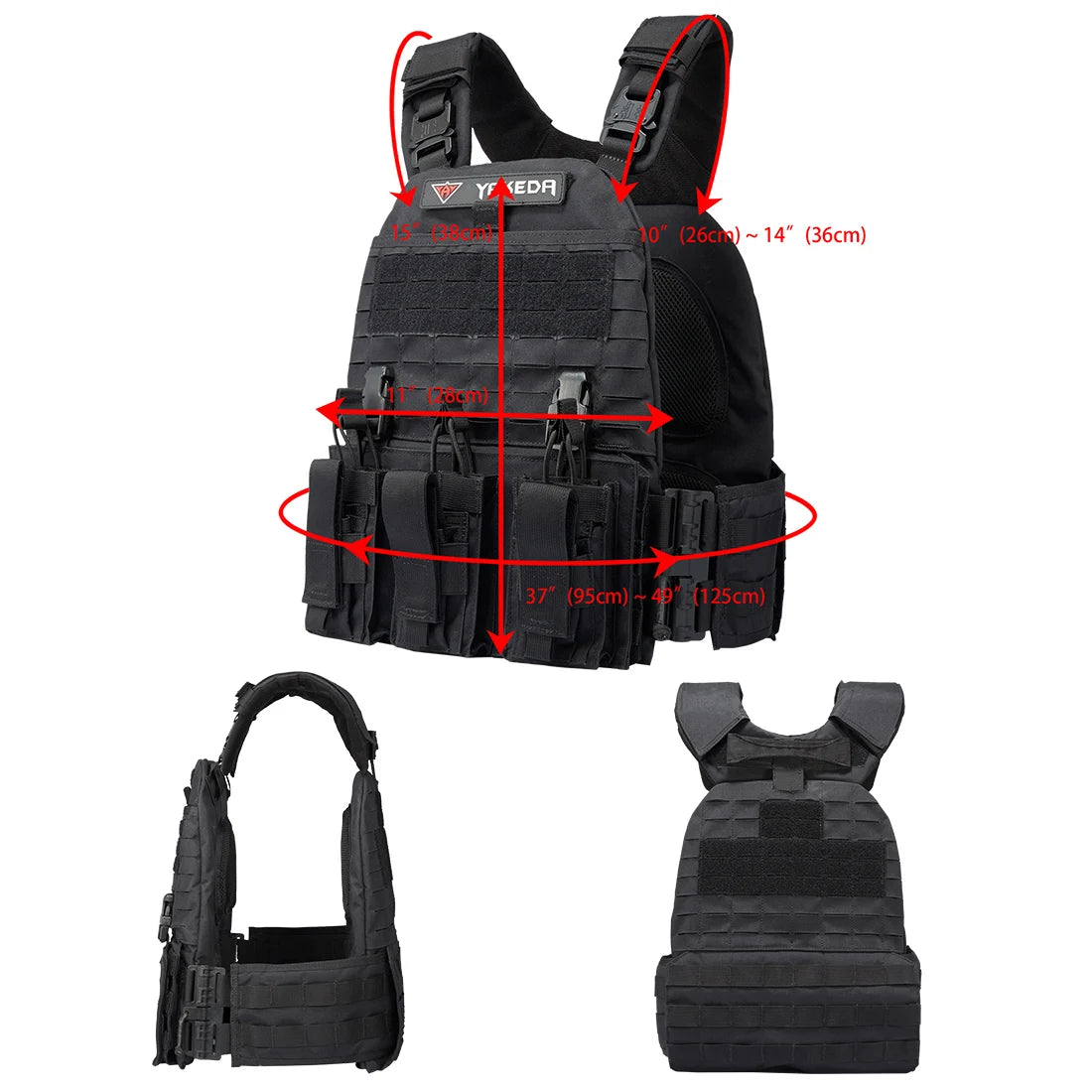 Yakeda MOLLE Nylon Quick Release Plate Carrier Molle Combat Chaleco Tactico Tactical Vest