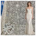 YX988 3D Flowers Embroidered Chenille Materials Chantilly Lace Fabric China Style Red Rose Flowers Embroidery Mesh Lace Fabric MegaBDM