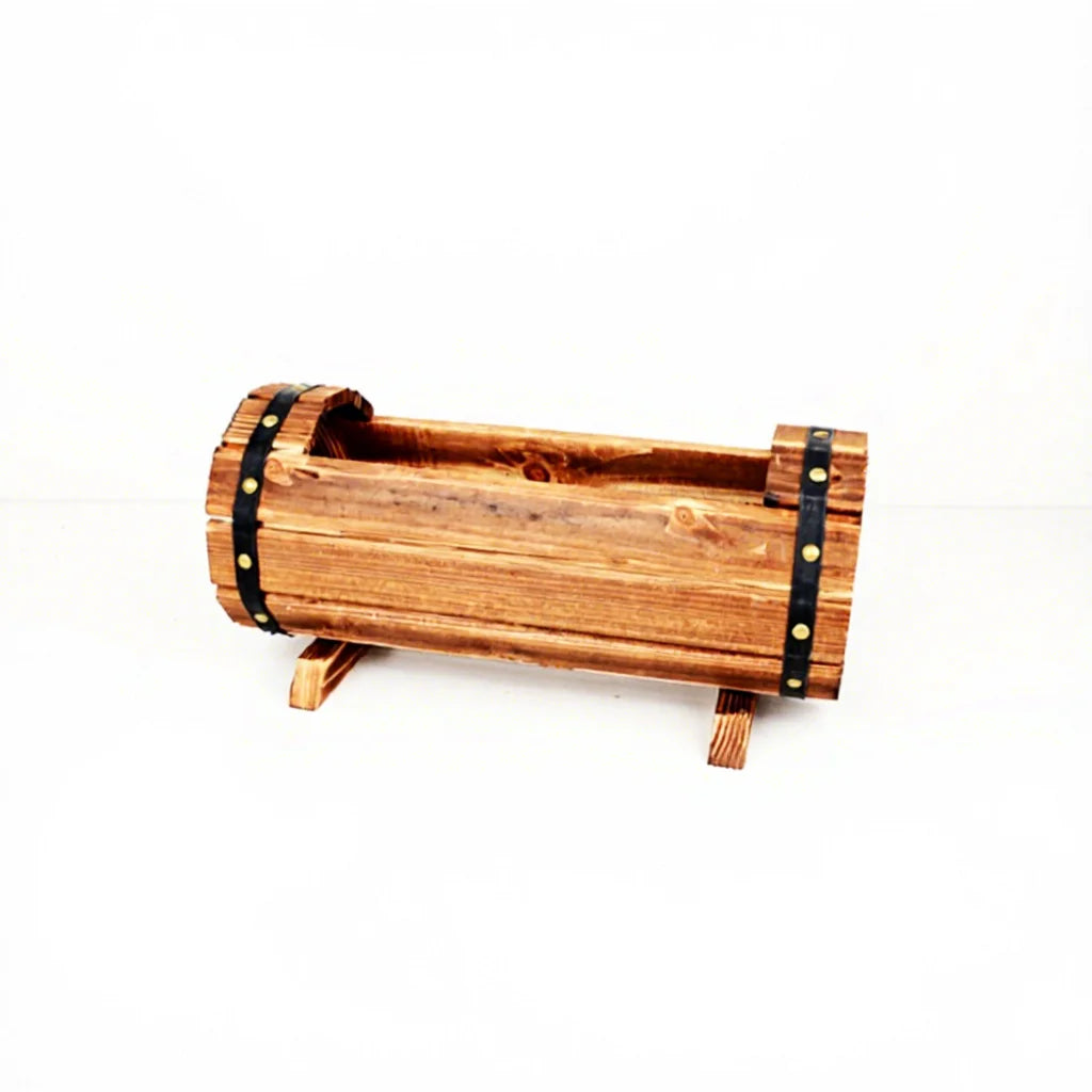 Dropshipping Carbonized Wooden Flower Pot Succulent Plant Potted Planter Outdoor Garden Home Decoration