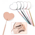 Private Label Heart-Shaped Stainless Steel Eyelash Extension Inspection Grafting Tools Makeup Check Lash Mirror Eyelashes Tools