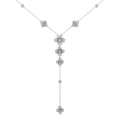 Fine Jewelry Zircon Flower Necklace 925 Sterling Silver CZ Flower Tassel Necklace Rhodium Plated Long Necklace Women