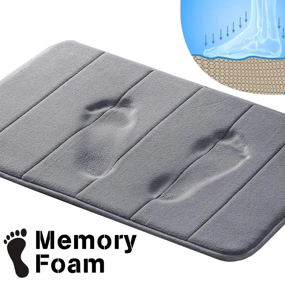 Premium Coral Velvet Memory Foam Floor Mat Non-slip Absorbent Kitchen Rug Soft Cushioned Bathroom Carpet for Home Decor