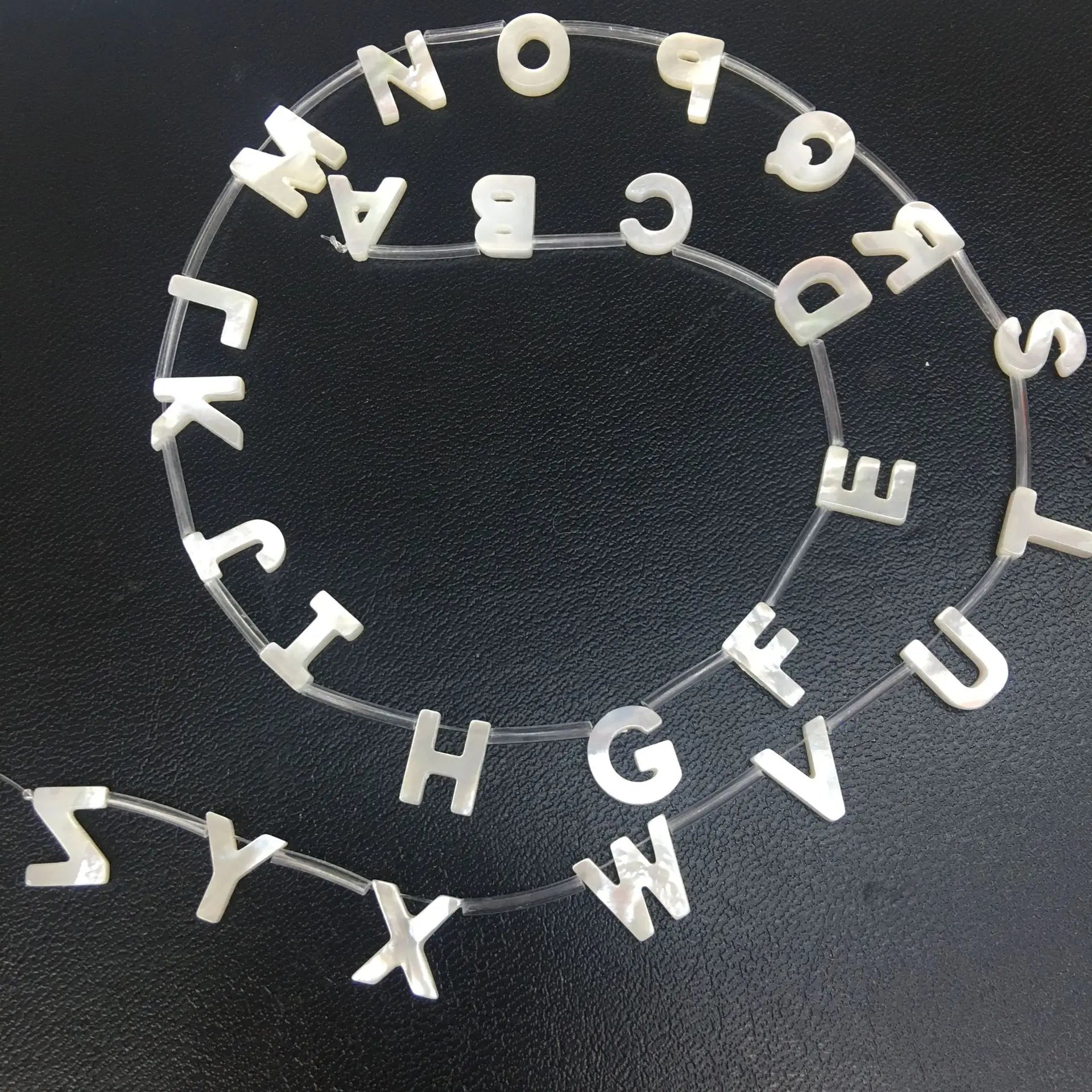 Natural White Mother of Pearl Shell Letters Pendant with Hole for DIY Jewelry
