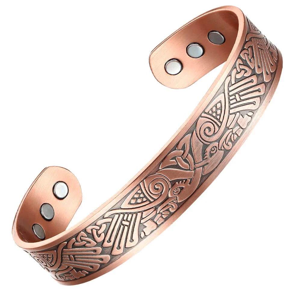 BioMagnetic Jewelry  Wholesale  Healthy  Pure Copper Cuff  Classical Men Bracelets & Bangles Magnetic Therapy for Pain Relief