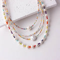Mexico Style Elegant Freshwater Pearl Glass Choker for Women Gold Chain Colored Beads Chain Necklace Party Gifts