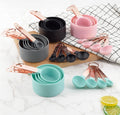 8PCS Set Stainless Steel Handle Kitchen Tools Rose Gold Measuring Cups and Spoons with Copper Plating Everyday Use