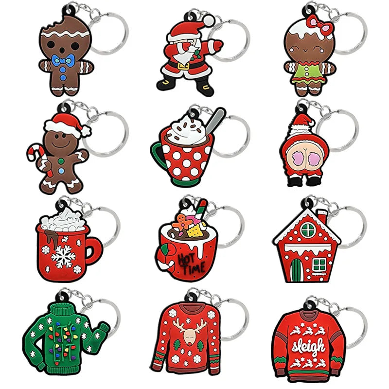 Pvc Keychains Christmas Gifts Festive Style New Arrival Key Ring Accessories Car Decoration Wedding Presents Key Holder