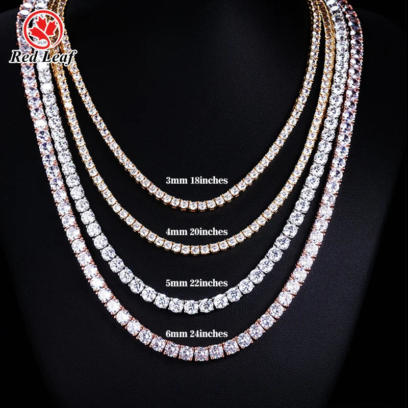 Pass Diamond Tester Hip Hop 925 Sterling Silver 2mm 3mm 4mm 5mm 6.5mm VVS Moissanites Diamond Necklace Moissanite Tennis Chain
