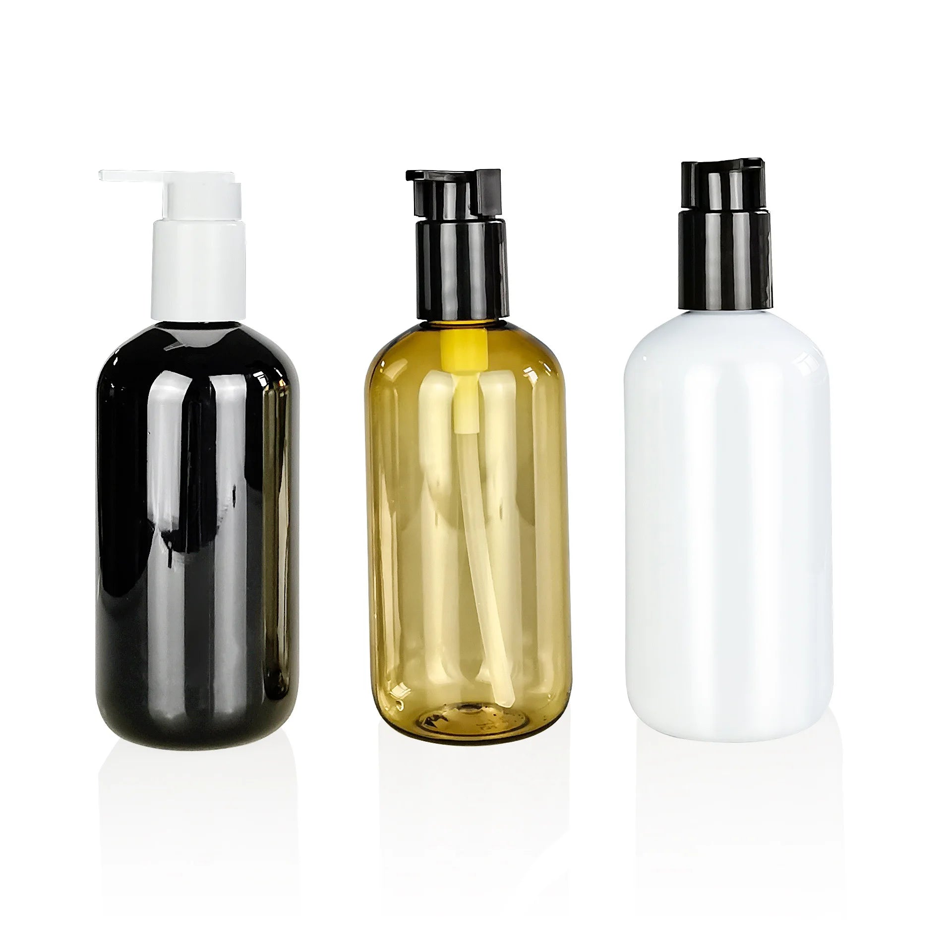 300ml White Black Dark Brown Lotion PET Bottles Shampoo Shower Gel 300g Facial Body Lotion Package Pump Bottle