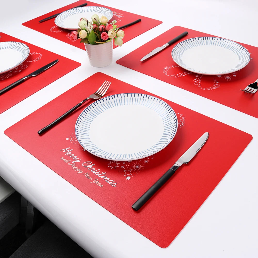 4Pack PU Leather Placemat Decorative Place Mat Free Sample Waterproof Mat Coffee Cup Placemat with Custom Logo