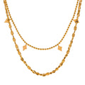 JINYOU 1375 Stylish Layered Chain Stainless Steel Necklace 18K Gold Plated Texture Waterproof Trendy Korean Thin Chain Women