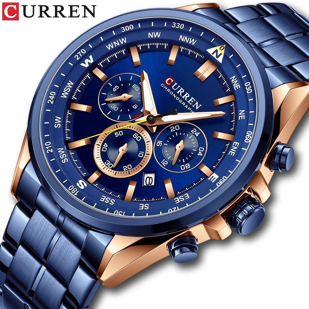 CURREN New 8399 Men's Watches Minimalist Sport Male Chronograph Men Wrist Quartz Stainless Steel Clock Watch Relogio Masculino