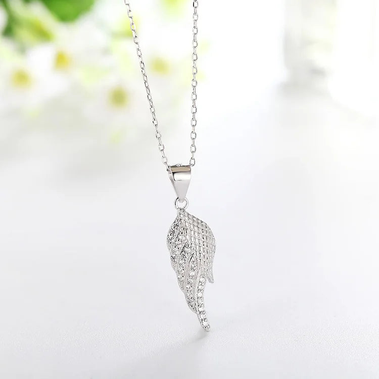 POLIVA Beautiful Women Sterling Silver 925 Pendants 3A Cubic Zirconia Rhodium Plated Angel Wing Necklace Pendant