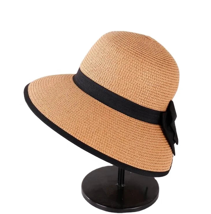 Womens Wide Brim Sun Hat With Wind Lanyard UPF Summer Straw Sun Hats for Women