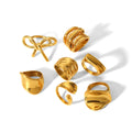 Vintage Waterproof Hypoallergenic Factory Direct Sale Many Style Stainless Steel Irregular Chunky Finger Ring Sets