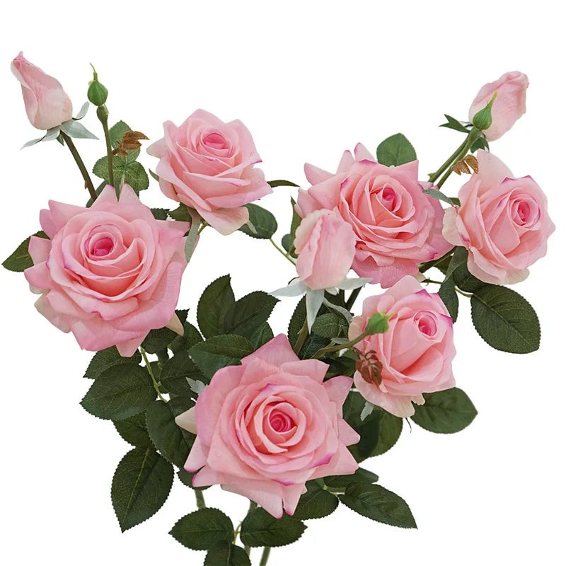 L912  Artificial Flower Company Spot Wholesale Latex Roses Flower Bouquet White pink Red Real Touch Rose