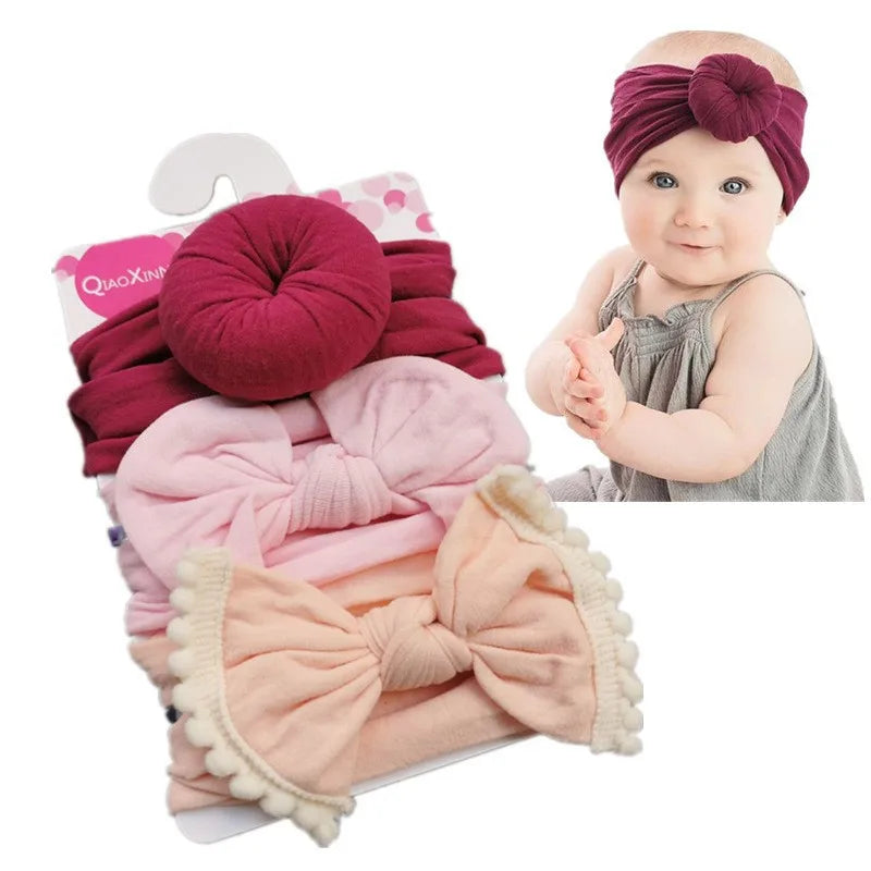Hairband 3-piece Set of Donuts for Girls' Hair Accessories Baby Headband Bow Head Wear