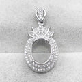 Sterling Silver 9*11mm Semi Mount Pendant Empty Frame Blank Support Setting S925 Base Holder Without Center Stone for DIY Inlay