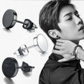 retail store butterfly clasp round plate frosted ear stud sand surface hip hop ear jewelry for men and women