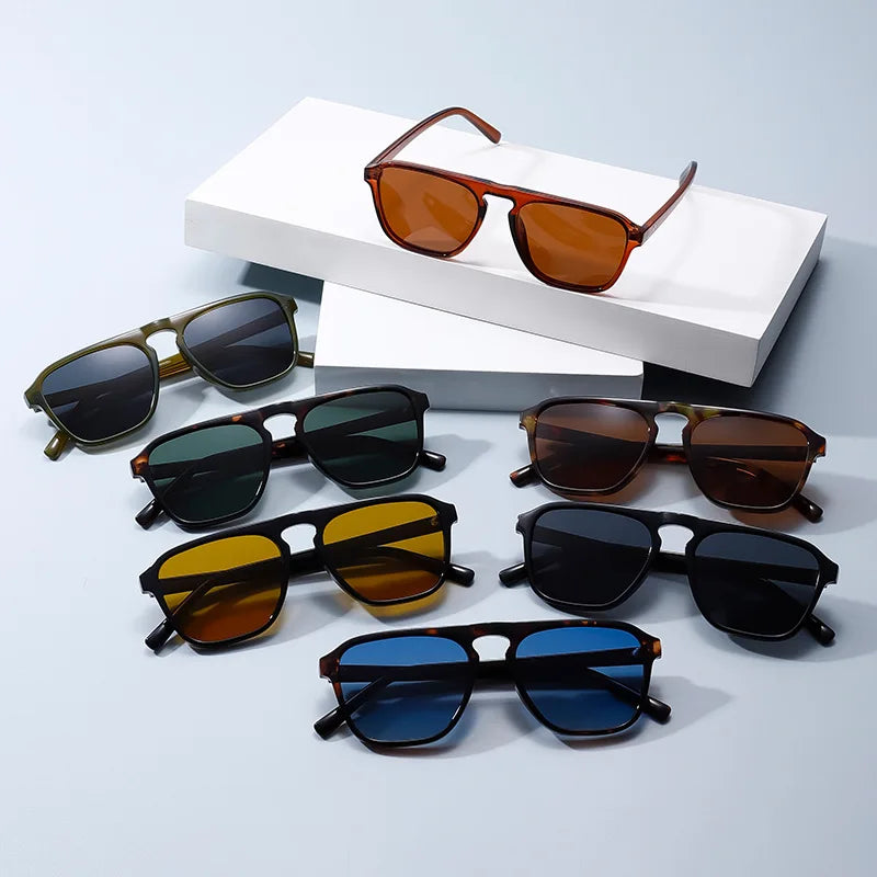 Private Label Fashionable Sun Glasses Small Rectangle Frame  Leopard Blue Lens Flat Top Polarized Shades UV400 Sunglasses