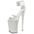 White Elegant Thin Heel 20cm Super High Platform Club Pole Dance 8-inch Leaky Toe Sandals Model Walk Show High Heels