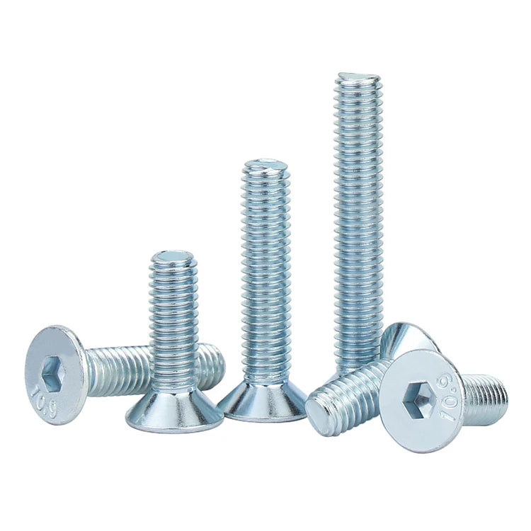 M3 M4 M5 M6 M8 M10 M12 M16 M20 DIN7991 Grade 8.8 10.9 12.9 Zinc Plated Steel Flat Head Allen Bolt Hex Socket Countersunk Screws