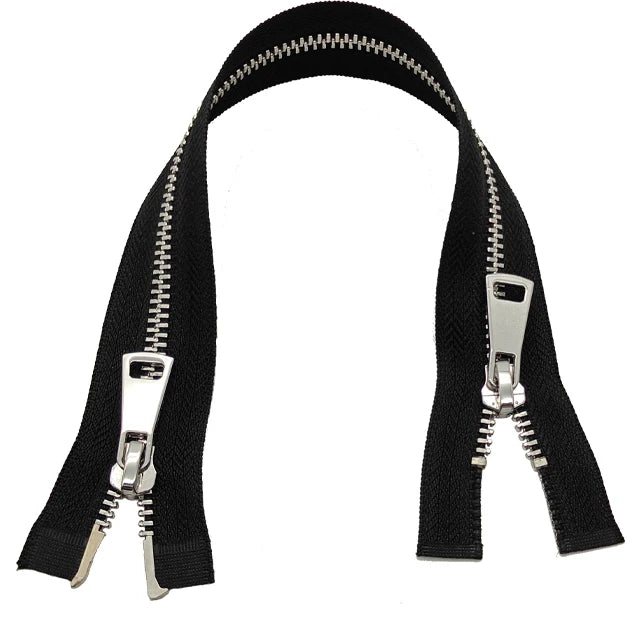 Hengda Factory 5# Double Pulls Eco-friendly Metal Zip Garment Accessories Double Open Zipper for Medium Length Jackets Clothing