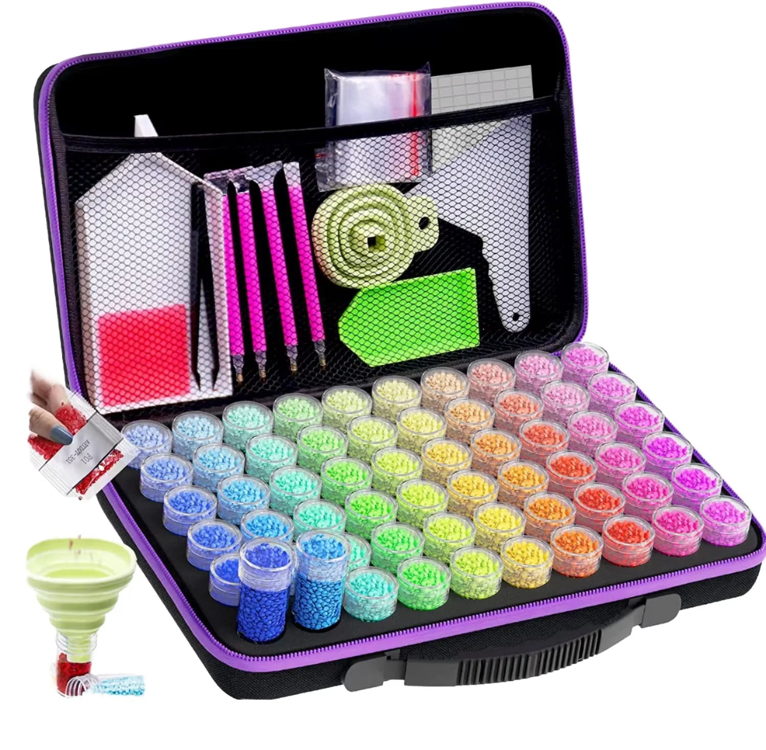 Diamond Painting Storage Bag Tool Accessories with Carry Zipper Canvas Bag Diamond Painting Carry Case With 60 Bottles
